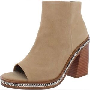 Nib Vince Camuto Bitnny Chain Peep Toe Suede Booties